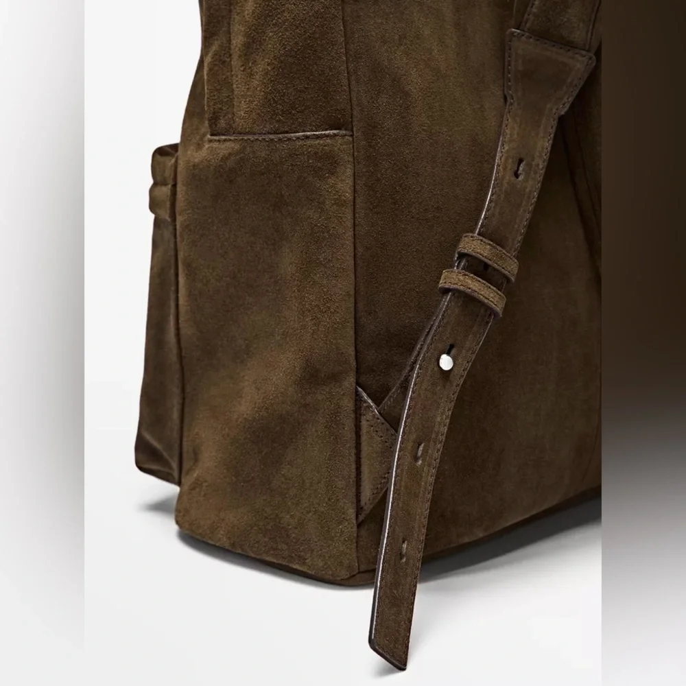 NIP- Massimo Dutti Suede Leather Backpack with Zip